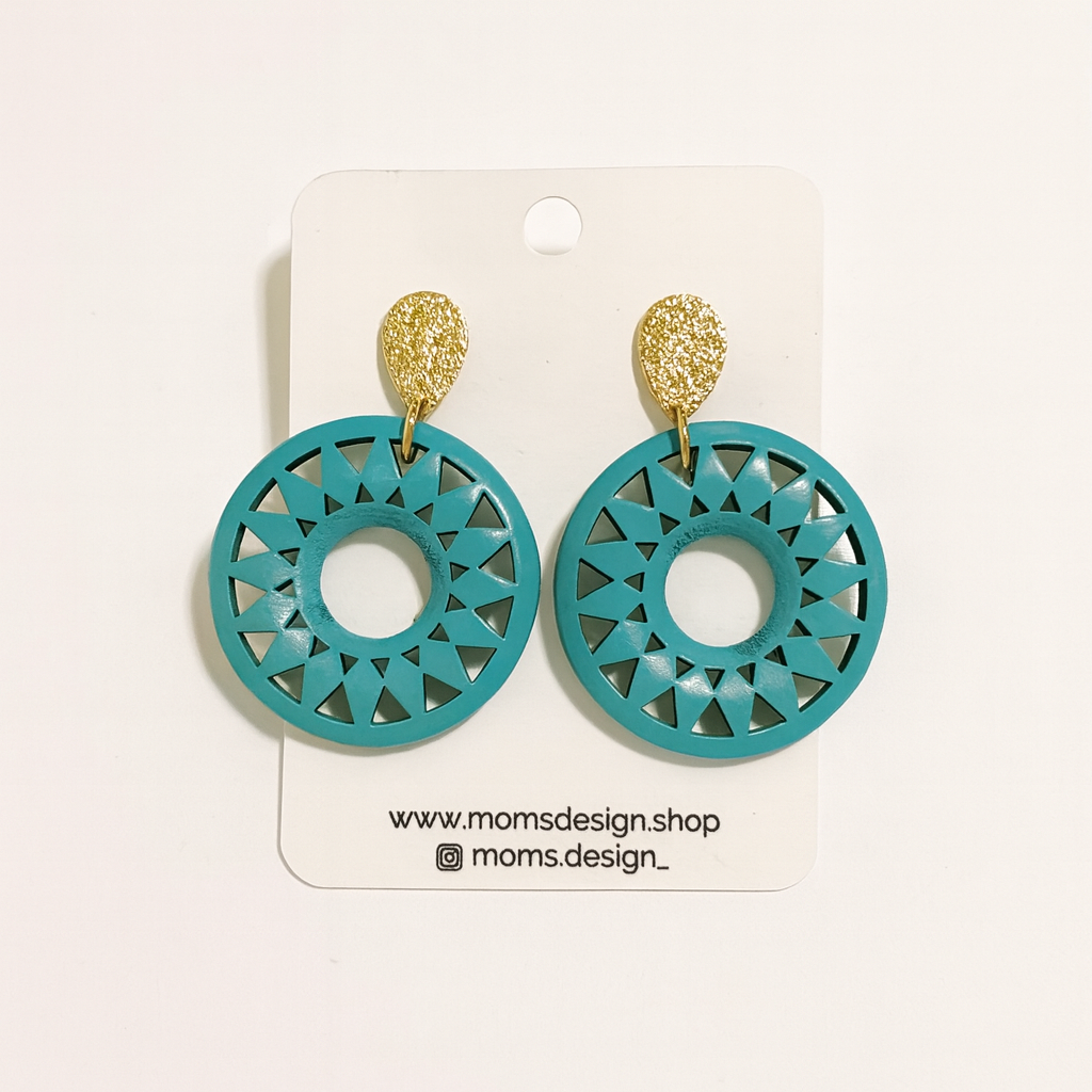 Turquoise Sunburst Statement Earrings