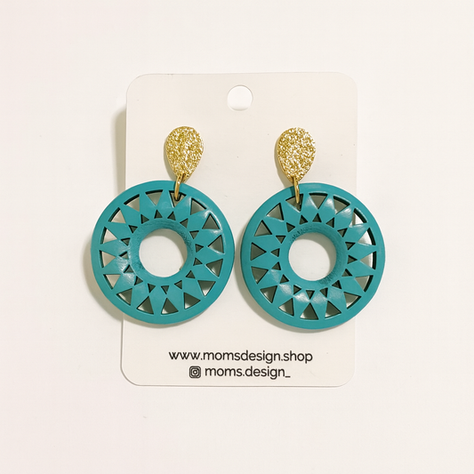 Turquoise Sunburst Statement Earrings