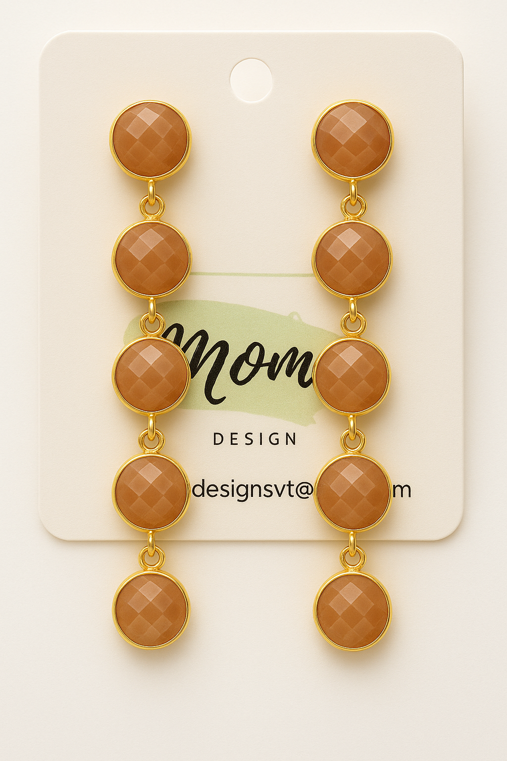 Peach Moonstone Dangle Earrings