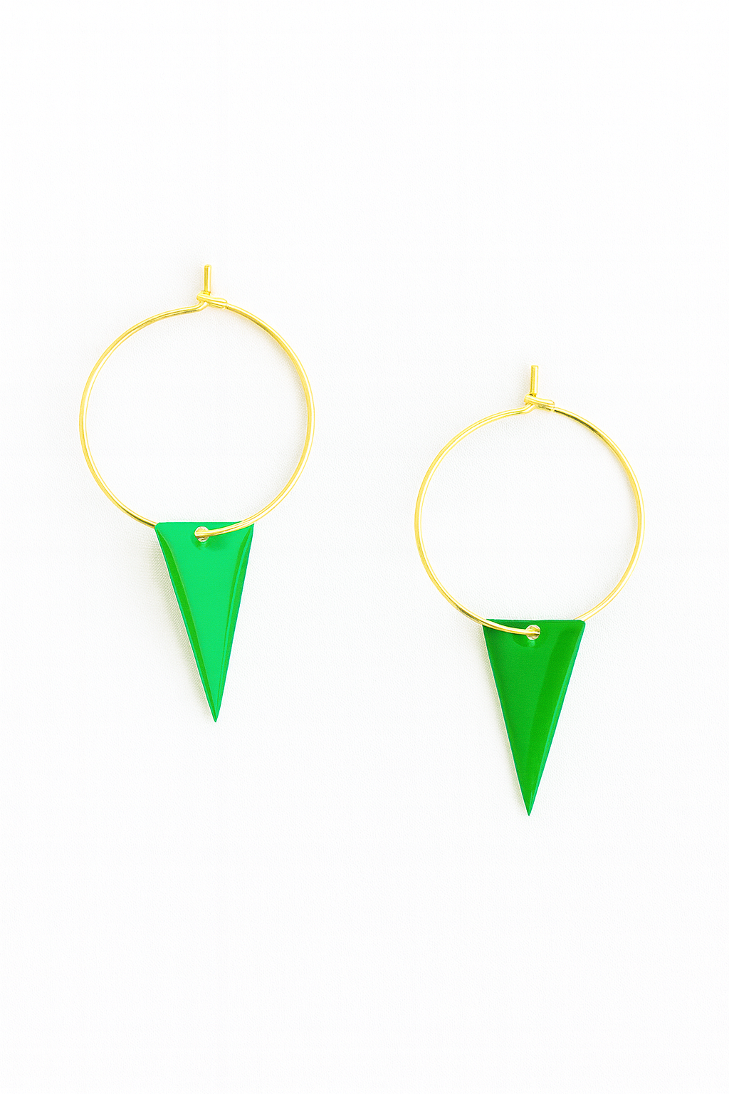 Irish Green Triangle Hoop Earrings