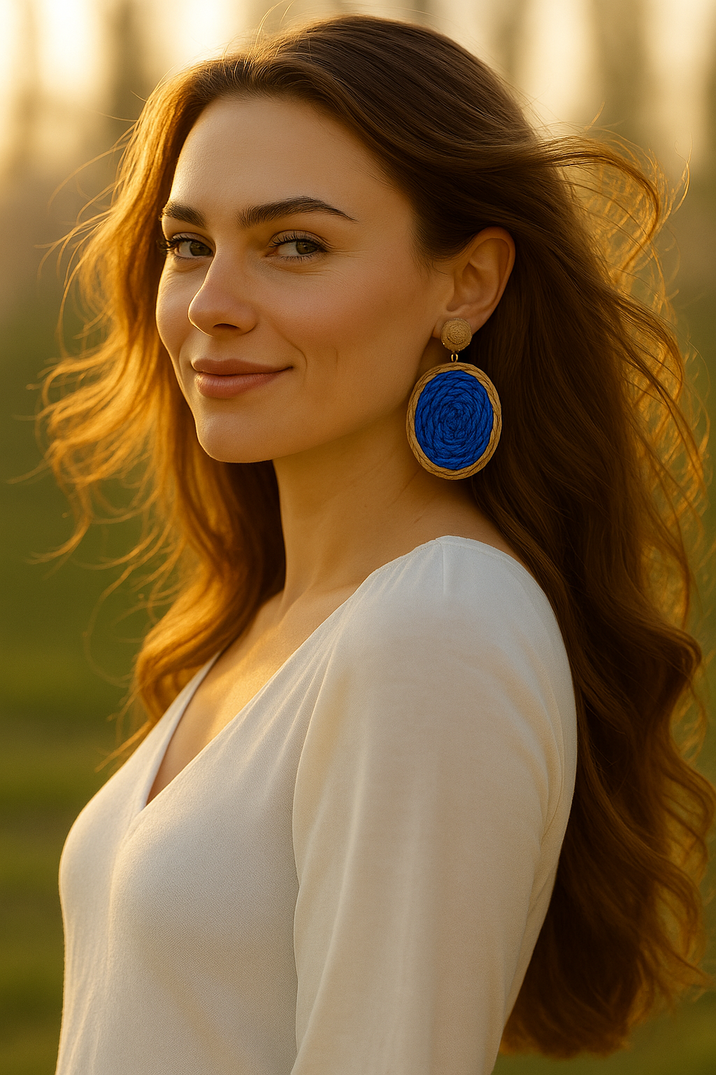 Blue Jute Earrings