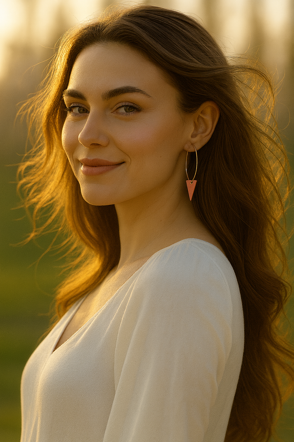 Coral Triangle Drop Hoop Earrings