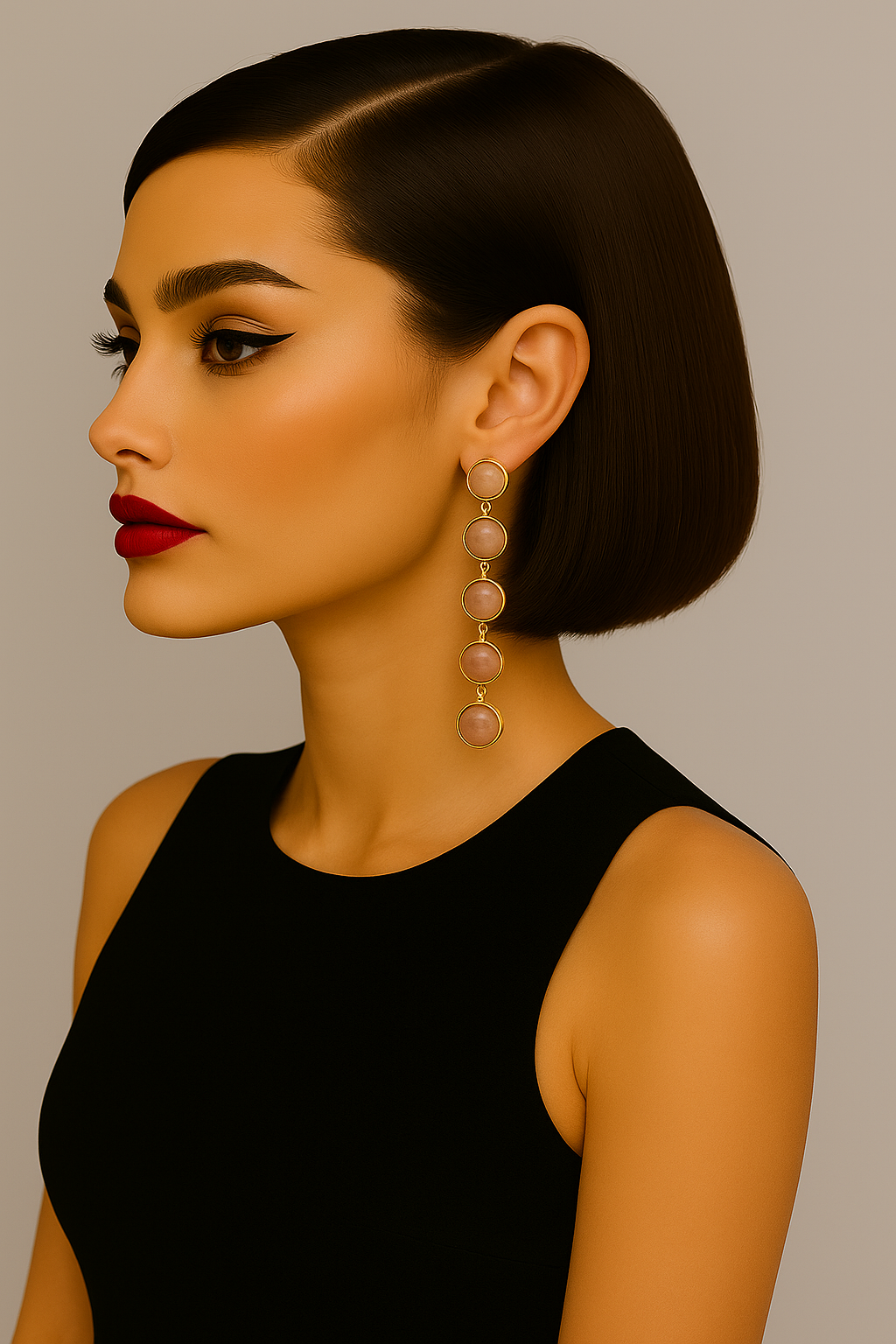 Peach Moonstone Dangle Earrings