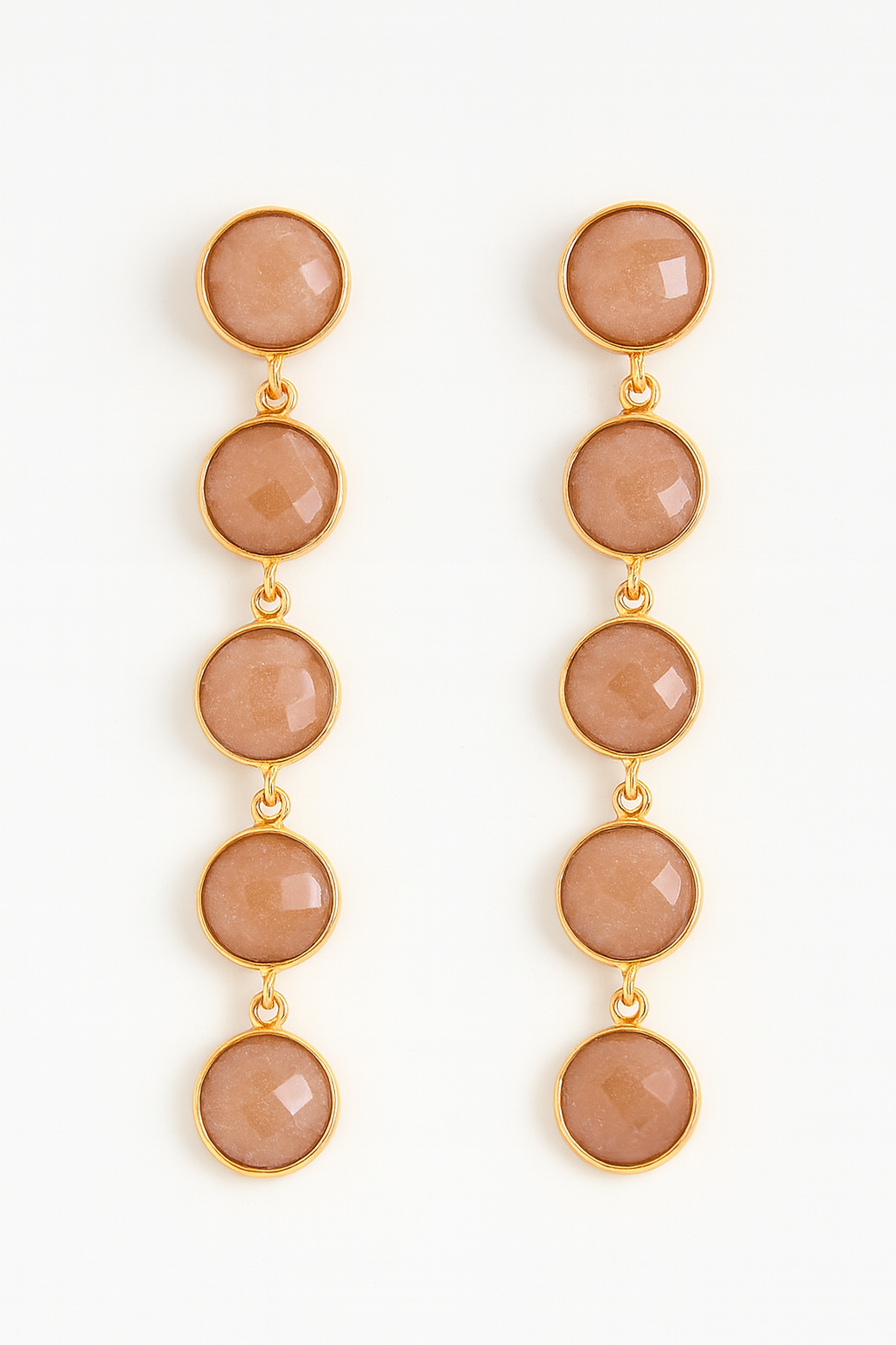 Peach Moonstone Dangle Earrings