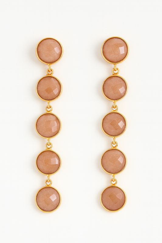 Peach Moonstone Dangle Earrings