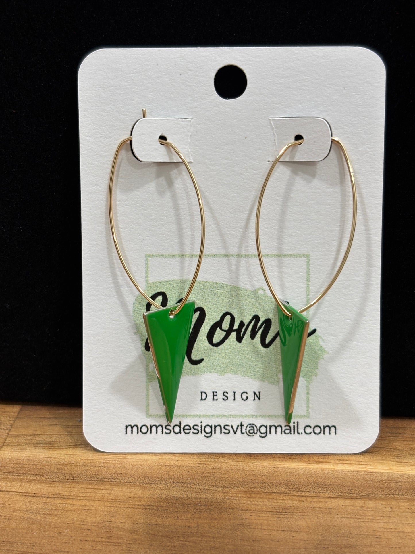 Irish Green Triangle Hoop Earrings