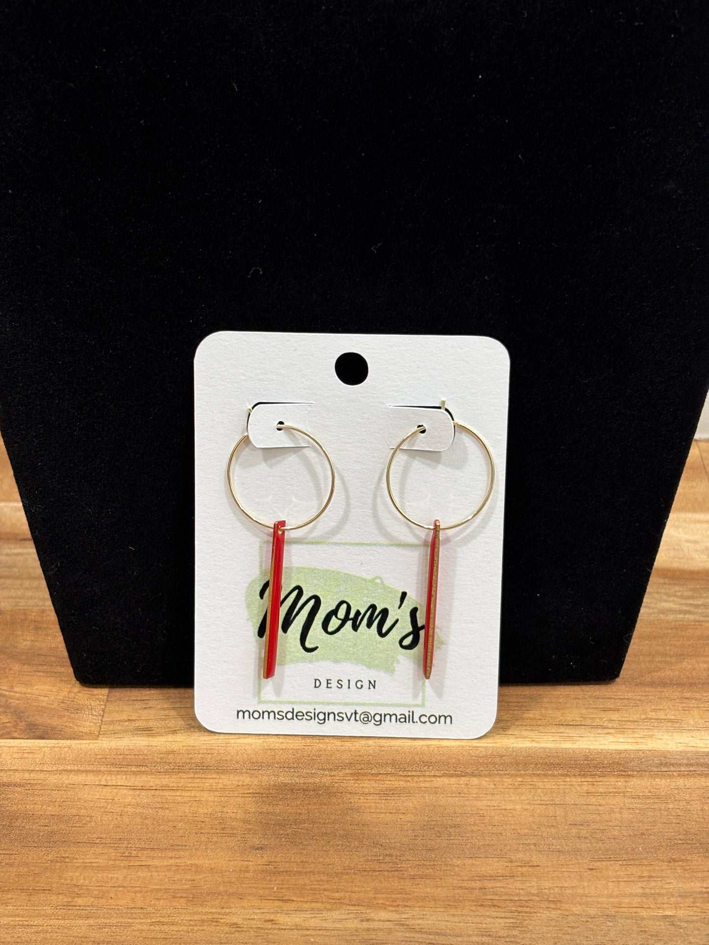 Red Stick Hoop Earrings