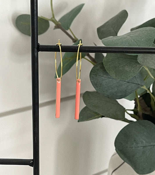 Coral Stick Hoop Earrings